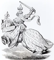 Facsimile van De Hertog van Bourbon gewapend voor het Toernooi, uit een miniatuur in de 